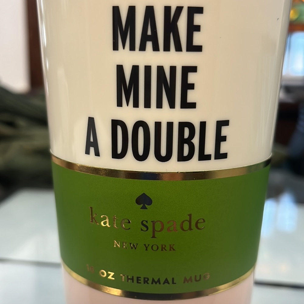 NEW Kate Spade Make Mine a Double Thermal cup mug 16 oz. Perfect for traveling - Picture 12 of 12